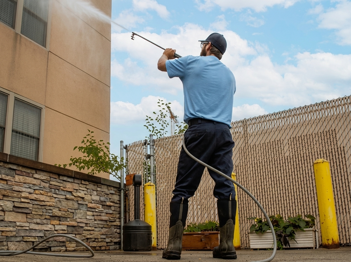 Clean commercial building exterior