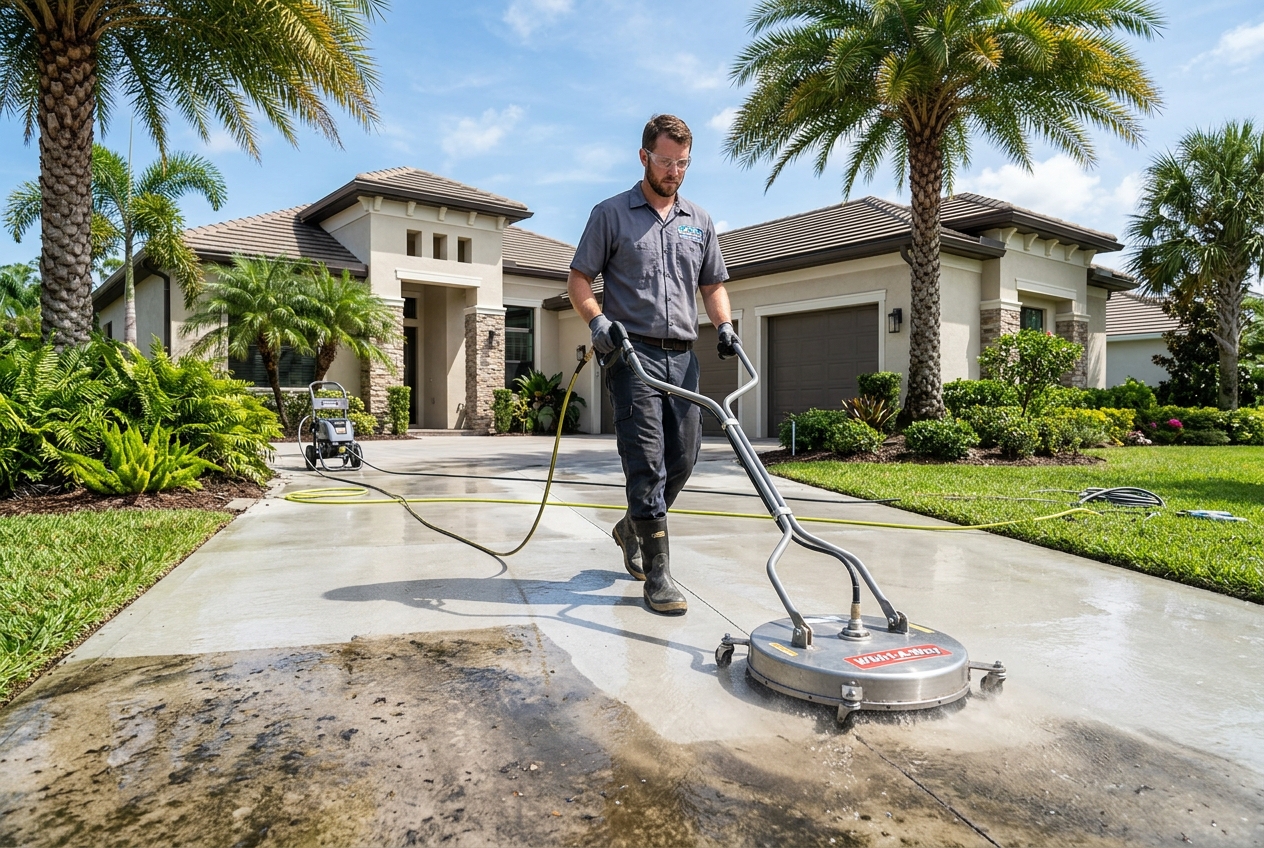 Driveway surface pressure washing