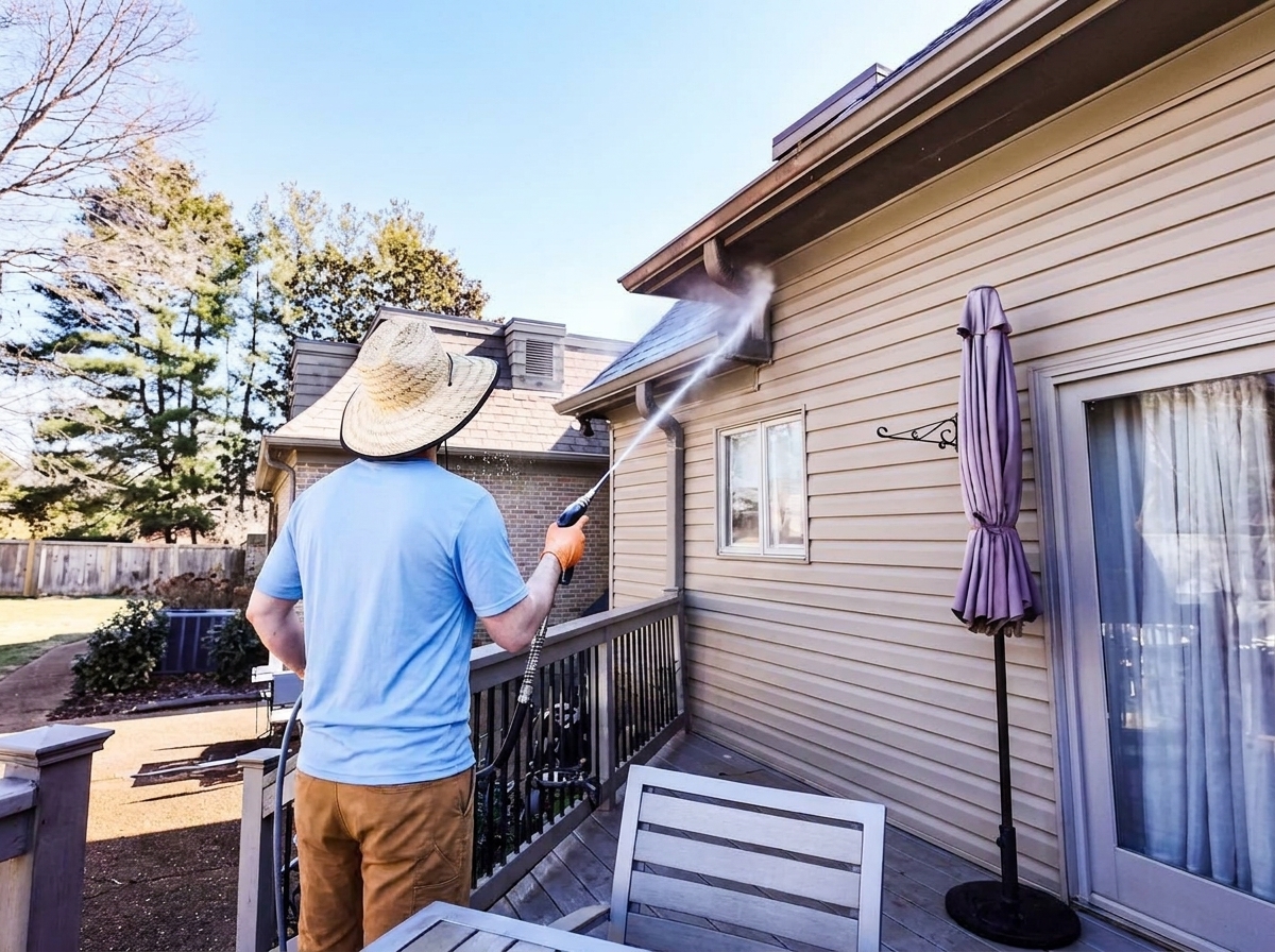 Gutter face cleaning and soffit washing