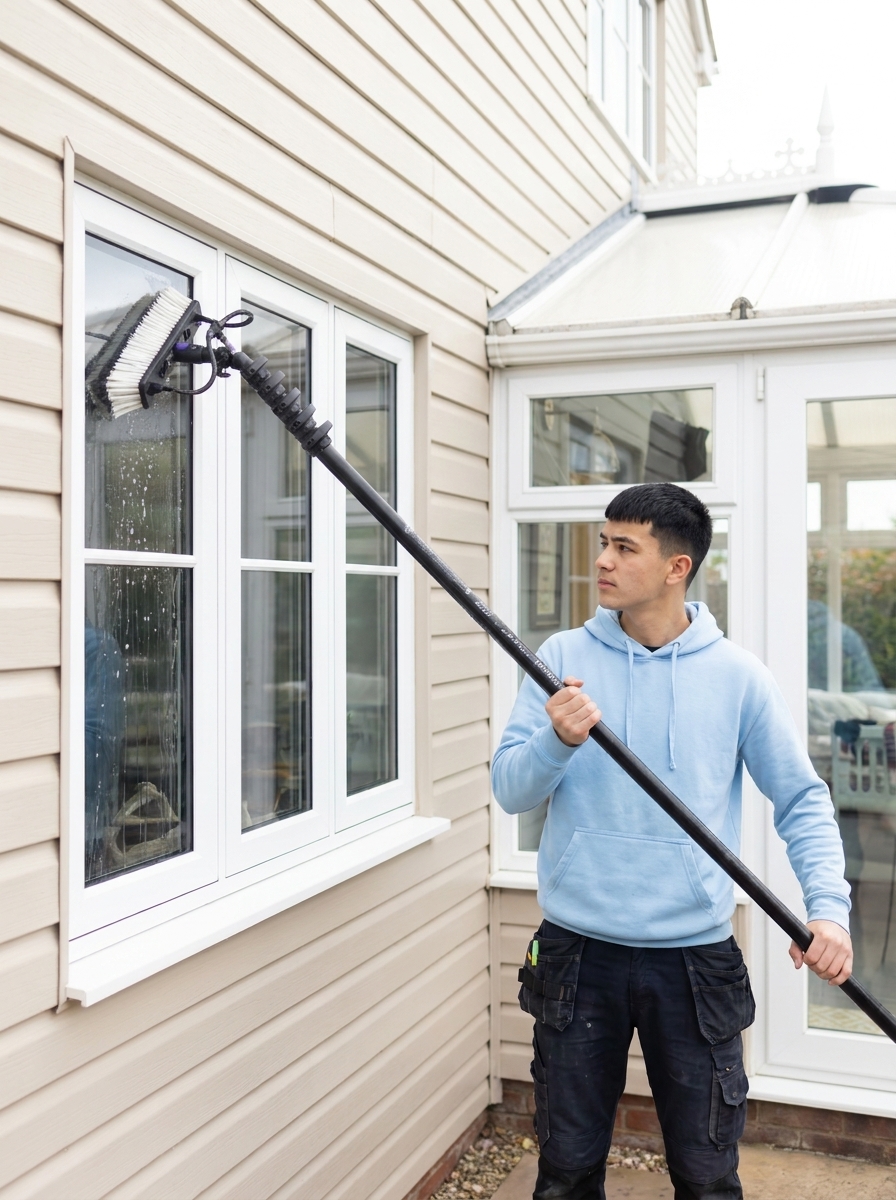 Window washing water fed pole